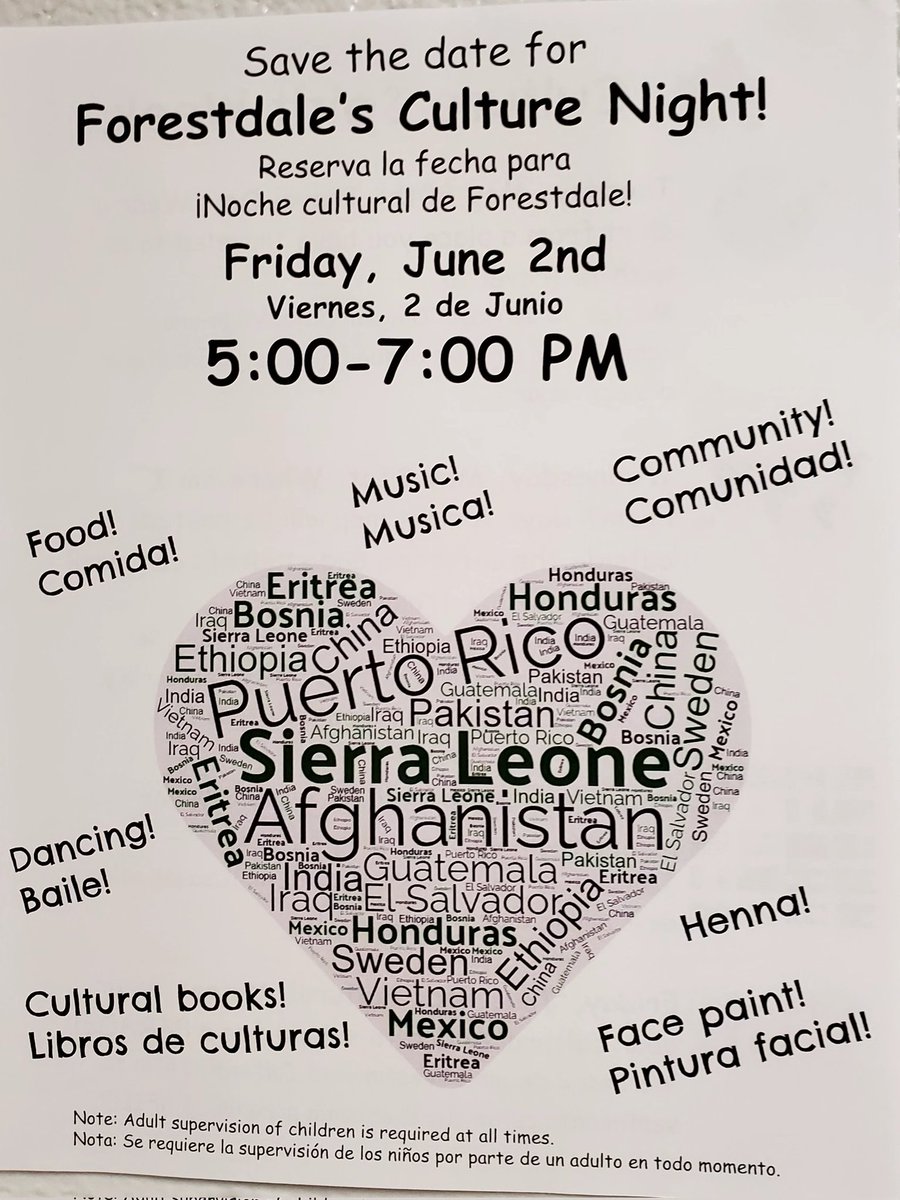 Don't forget tonight is cultural night <a href="/ForestdaleES/">Forestdale ES</a>!