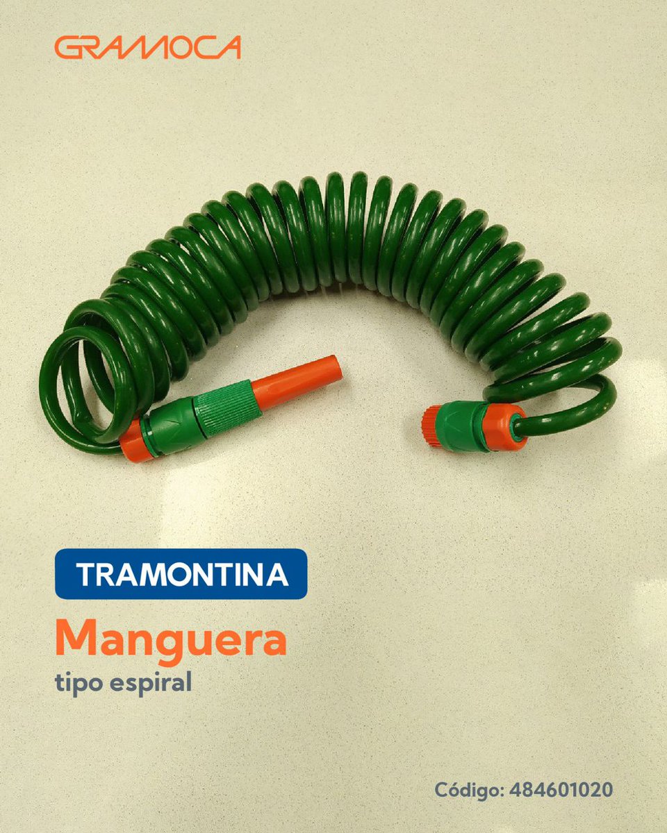 ¿Herramientas para el hogar? ¡La tenemos! ✅ Manguera tipo espiral disponible de la marca Tramontina, ideal para ser utilizada en áreas domésticas y de jardinería. ¡Visítanos! O escríbenos por el canal digital Whatsapp 0424 (4726622).