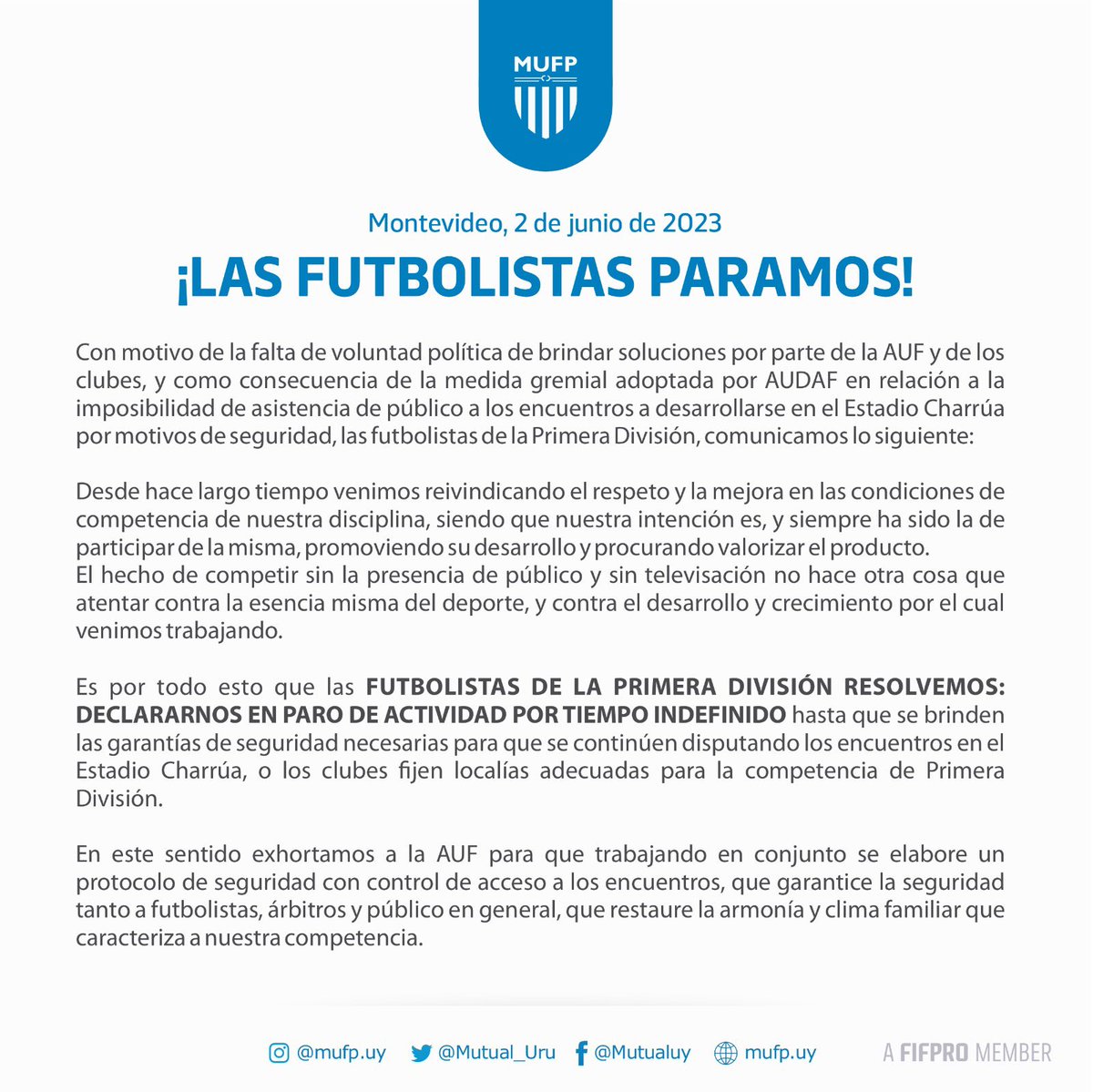 Protocolo para la vuelta al Fútbol Uruguayo – MUFP