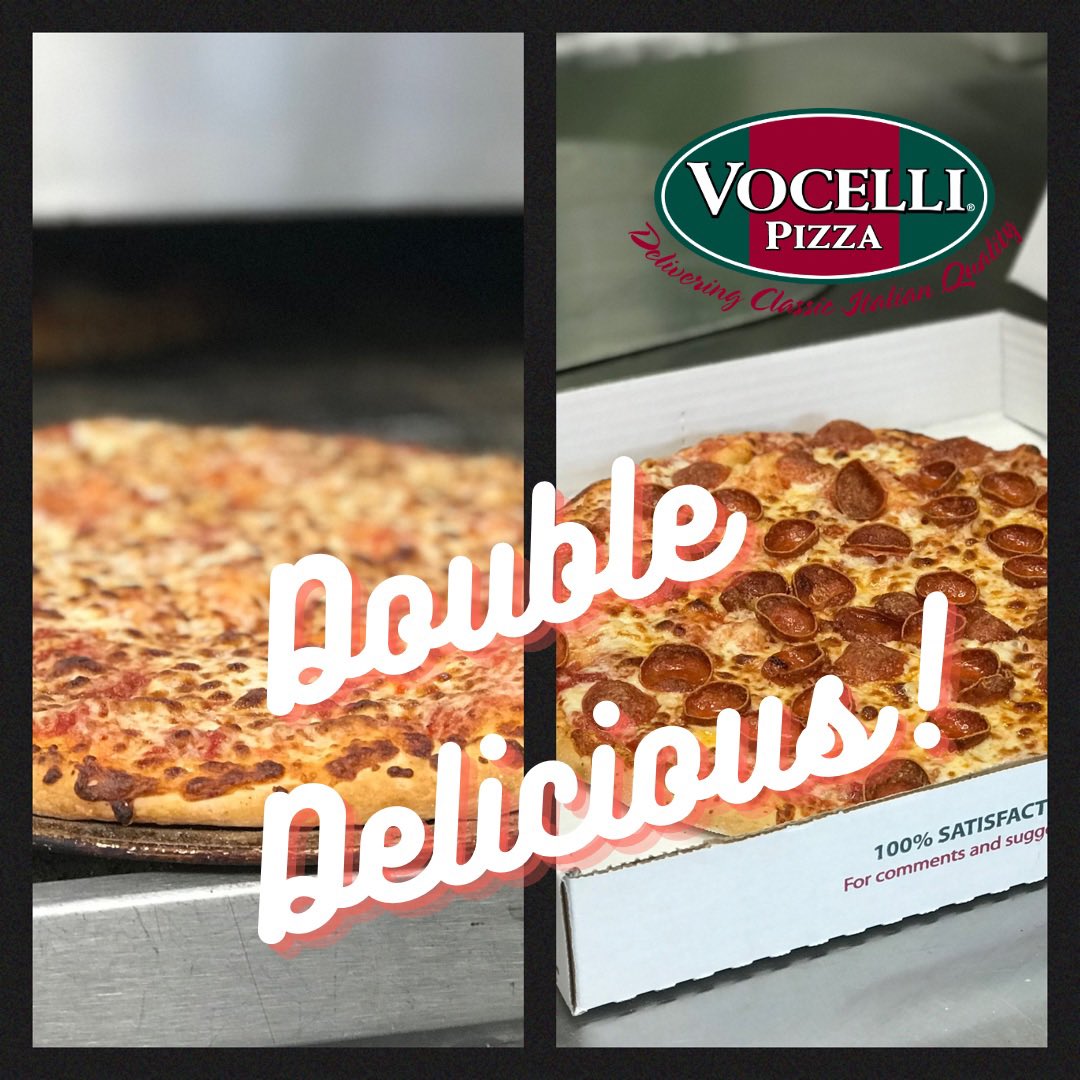 💥 ENJOY THE START OF A SPECTACULAR WEEKEND WITH OUR DOUBLE THE DELICIOUS SPECIAL! Get two 1-topping pizzas of any size for a special price vocellimd.com We deliver! #crofton #vocellipizza #pizza #pasadenamd #glenburnie #vocelli #pizzadelivery #carryout #delivery #food