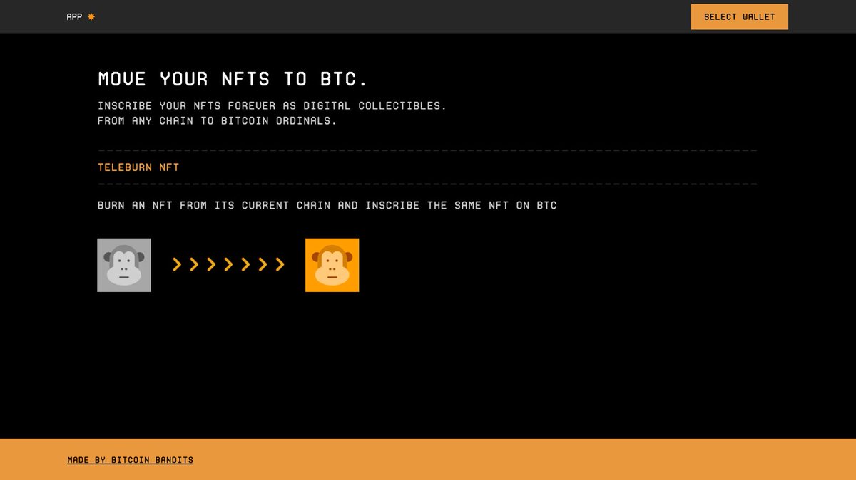We told you we're going to build AN APP, so we did

an.app is now live

The app allows you to burn your current NFT on Solana (ETH, POLYGON, CARDANO, SUI, even NEAR soon) and inscribe it on Bitcoin Ordinals as a 

DIGITAL ARTIFACT