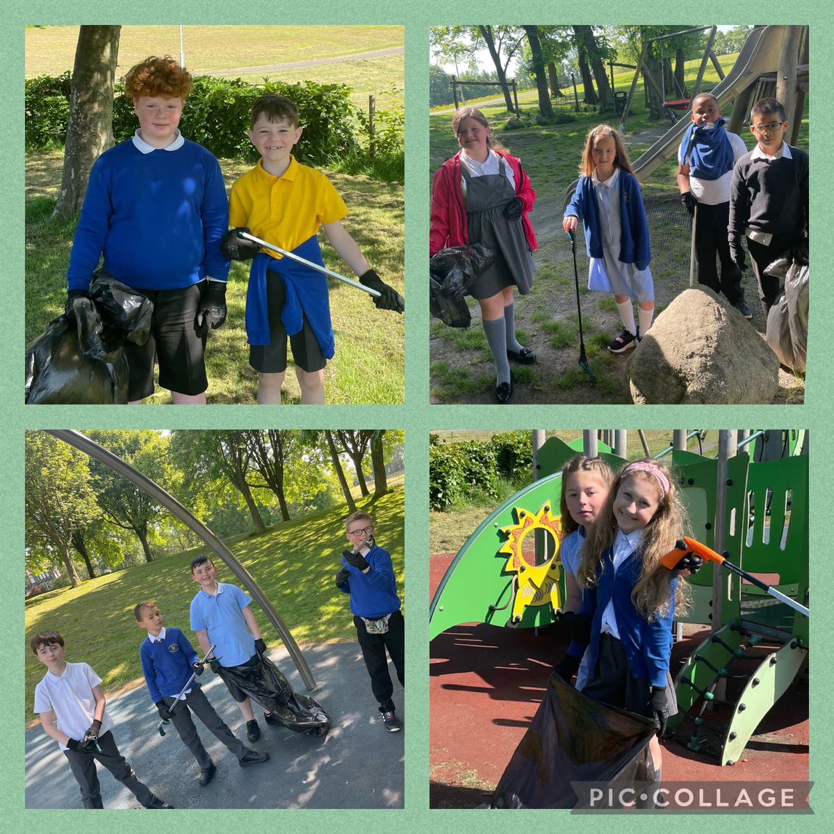 Children in R9 had a productive morning litter picking in the Public Park. A huge thank you to James & Zora from Plastic Free Dunfermline for giving up their time to do this with our children. They loved it 💚 
#litterheores #plasticfreedunfermline