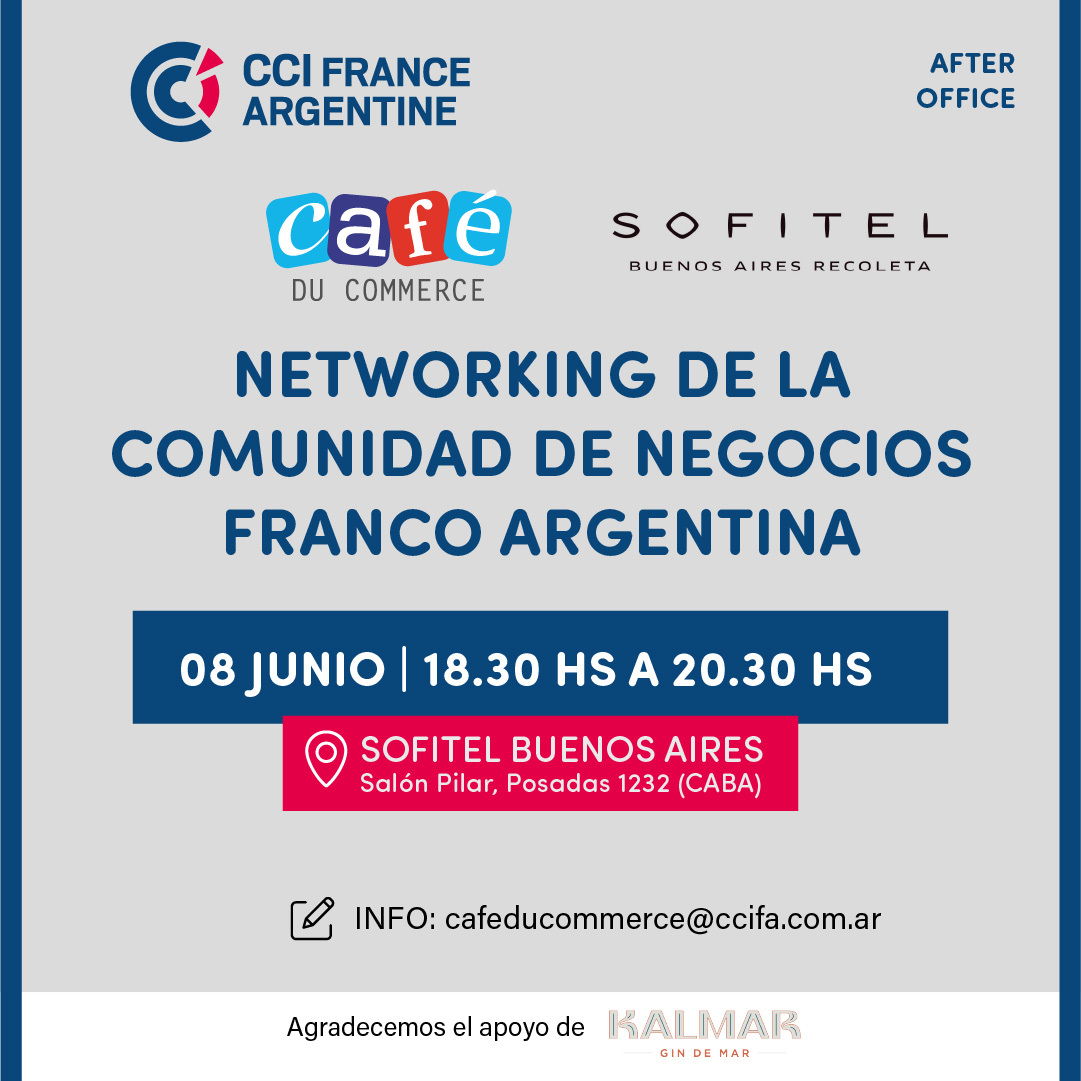 CCI_F_A's tweet photo. ☕ Jueves 8 de junio 18.30hs: Café du Commerce - Networking de la Comunidad de Negocios Franco Argentina

📍 Sofitel Buenos Aires Recoleta Salón Pilar (Posadas 1232, Ciudad de Buenos Aires).
.
📩 Reserva: 
https://t.co/ikk9QxkcAV

#cafeducommerce #networking #negocios https://t.co/zKv7GMFUjB