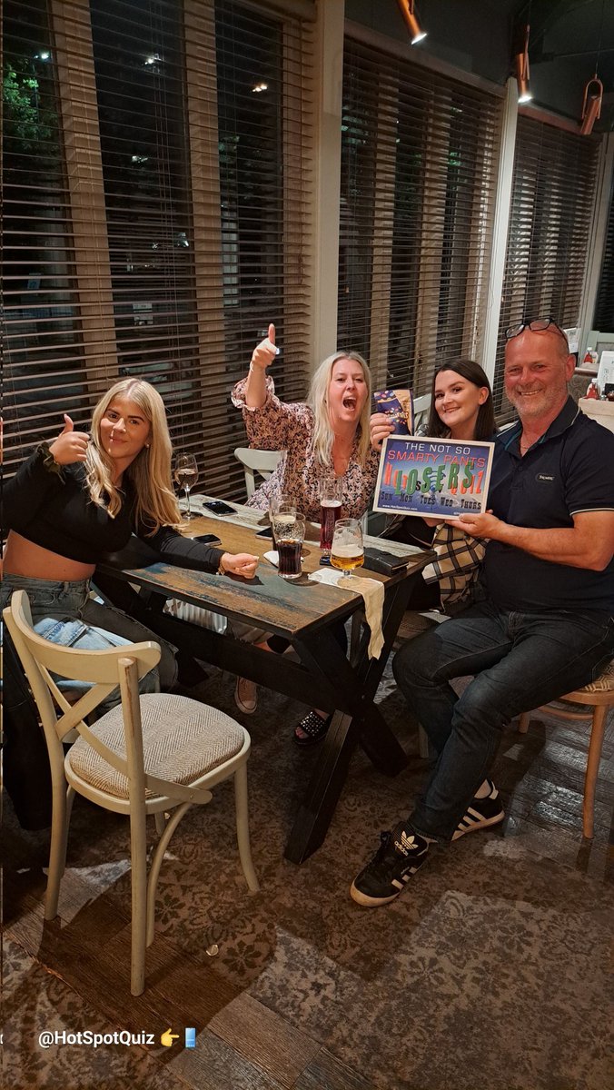 We had a fab 1st @HotSpotQuiz from @HSQAcademy Pwd by @SpeedQuizzing at @TheUrmston in #Urmston 
Winners were
1st 🥇 - 'M/c Craft Please'
2nd 🥈 - 'CartersCrowd'
3rd 🥉 - 'Forget Me THOTS'
Losers 💩 - 'Jackson 5'
Endorsed by
@YourUrmston 🔄
@TrophiesByVicki 🏆
@TransamTv 📡