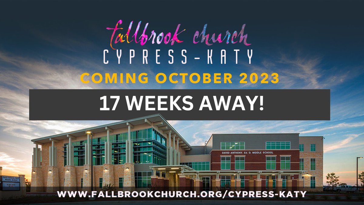 We are 17 weeks away from the launch of Fallbrook Cypress-Katy and we want YOU to be connected! You can learn more at fallbrookchurch.org/cypress-katy .  #MotivationMondays #WeAreCypressKaty