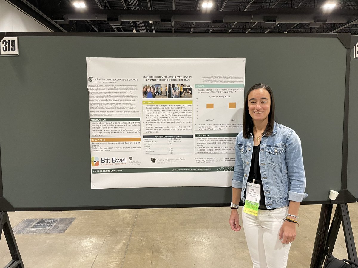 Another busy day at #ACSM23 with our research staff, Ethan presenting new data from our breast cancer study and our PhD candidate, Mary, presenting on exercise identity in cancer survivors! 
.
.
.