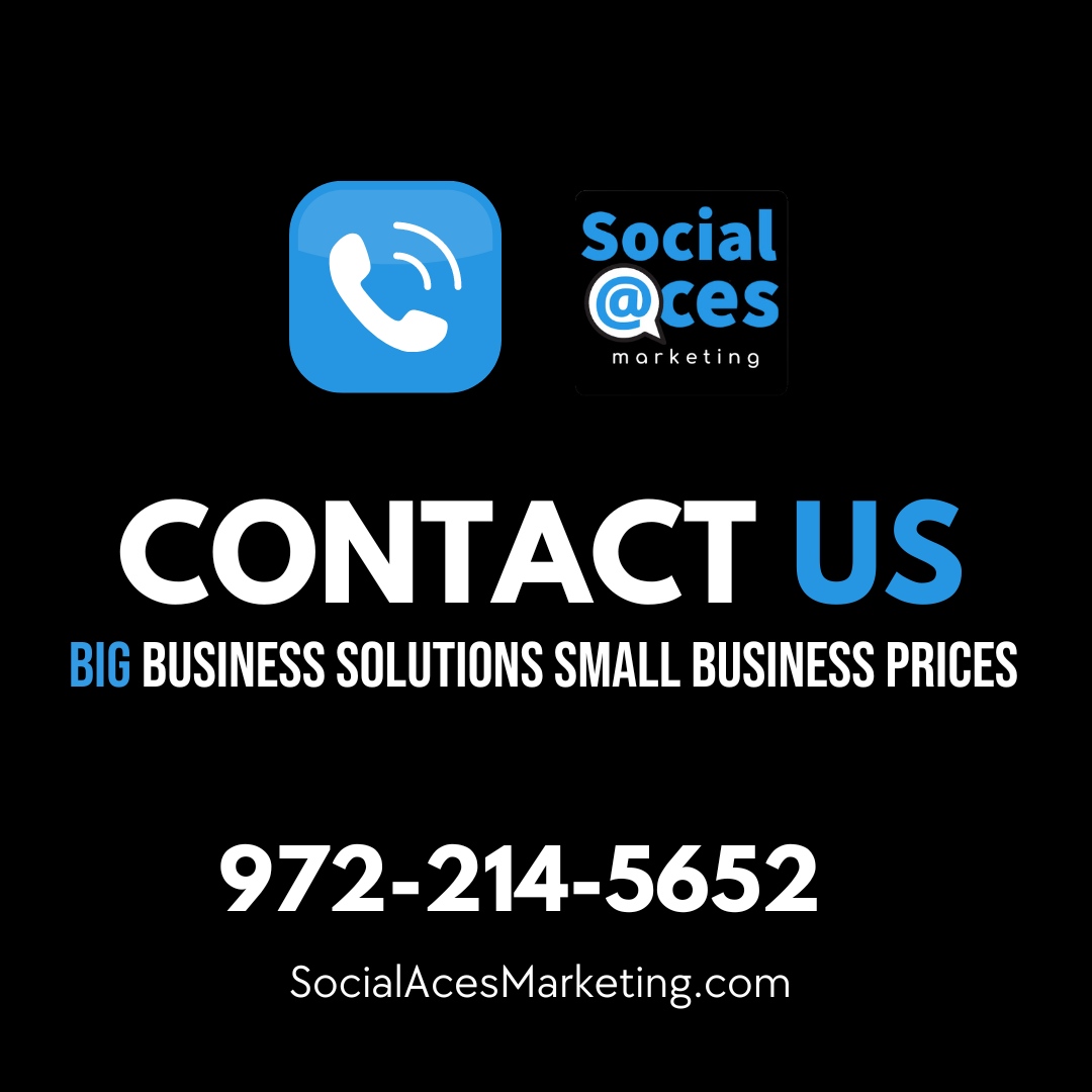 Social Aces help small and medium businesses with BIG business solutions at small business prices.  Social Media management, Online Reputation and Review management, Website Design, and more.  

#friscotx #dallastx #socialmediamanagers #smallbusinesses #marketing