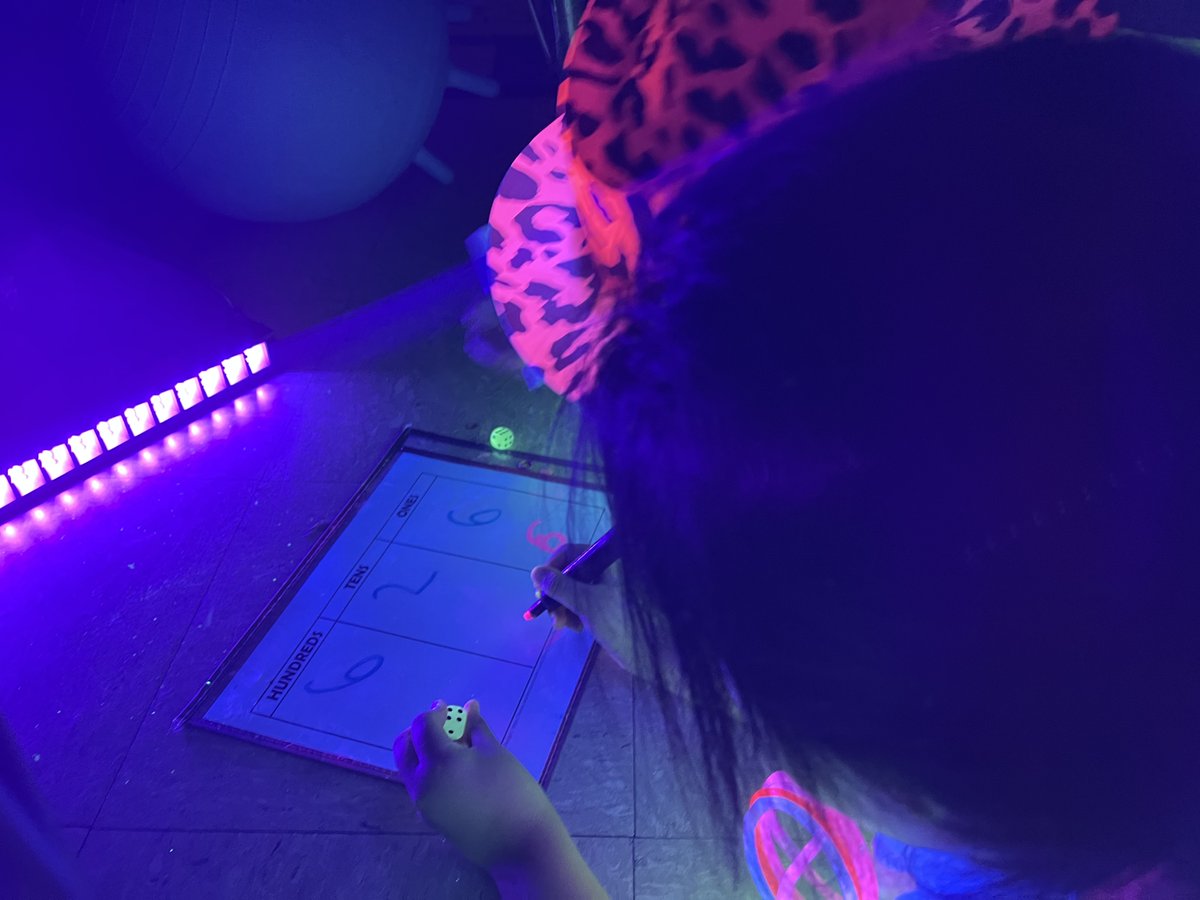 Dovermath's tweet photo. @AcademyStreetES  What an incredible day at Mrs. P and Mrs. B's Glow Day math centers! Students had a blast playing True or False Equation Ring Toss, What's the Number with Dice, and Place Value Bowling. Learning has never been this illuminating!#MathFun #GlowDay #EngagedLearners https://t.co/4MP76IvSr5