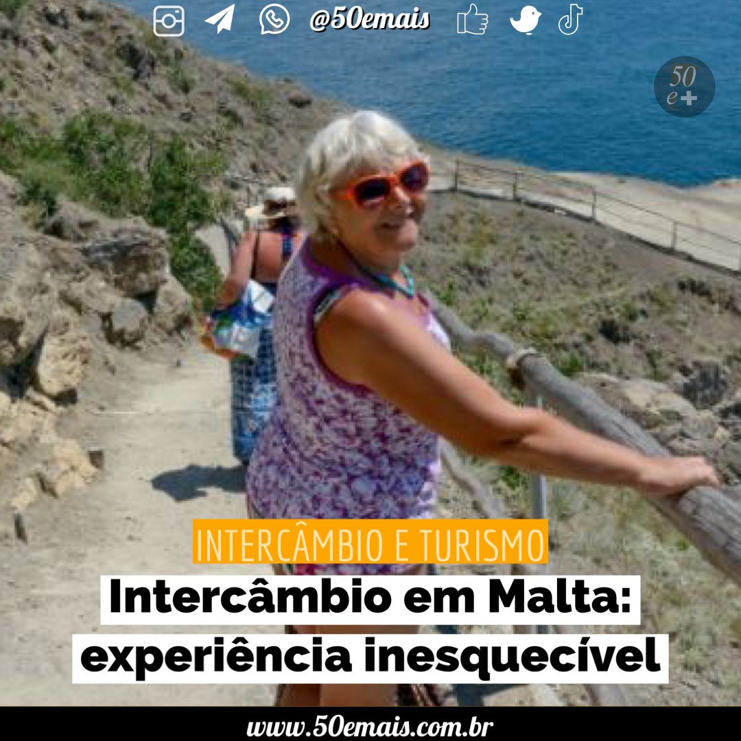 50emais's tweet photo. Intercâmbio em Malta: experiência inesquecível
O grupo sai em setembro para estudar inglês e fazer turismo cultural, por duas semanas. Veja:  https://t.co/TK21x0bsEL

#site50emais #50emais https://t.co/5uPZyXruHs