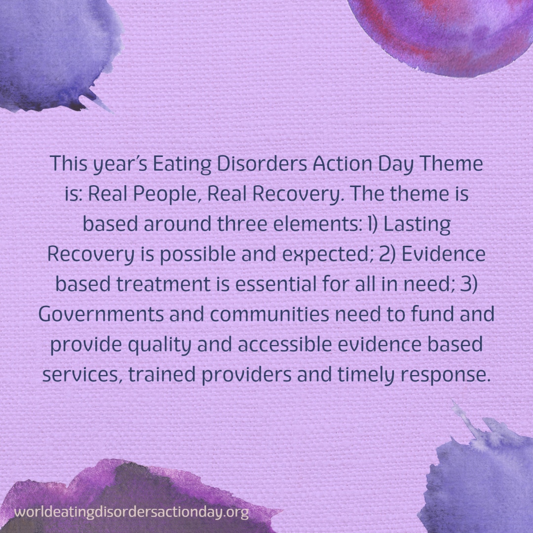 UCSD_EDC's tweet photo. Today is World Eating Disorders Action Day! This year's theme highlights that recovery from an eating disorder is real and possible. #RealRecovery #RealPeople #RealPeopleRealRecovery https://t.co/3Im60IvyoJ