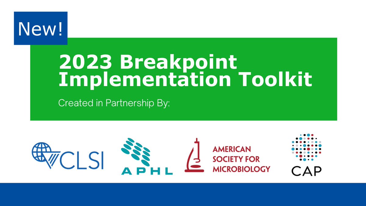 Streamline your breakpoint implementation process to meet new CAP requirements (coming Jan. 2024) with the Breakpoint Implementation Toolkit. CLSI has developed—in partnership with @APHL, @ASMicrobiology, @Pathologists & @CDCgov—this comprehensive toolkit: ow.ly/saQY50OEwGl