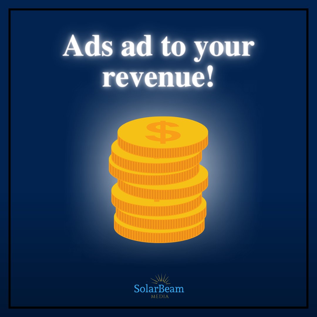 SolarBeamMedia's tweet photo. 🎉 Boost your revenue 📈 by incorporating ads into your marketing strategy! 🤑 Reach a wider audience and increase sales with targeted, eye-catching ads.  😍

Don't miss out on this opportunity to grow your business! 
🚀 https://t.co/L56h2g8KaK

#SolarBeamMedia #Ads #Marketing https://t.co/c6C0mPgx6M