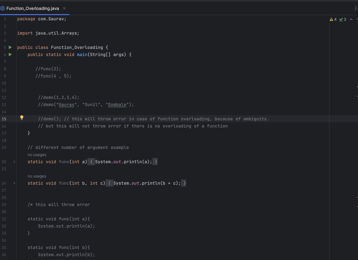 R4wgD7's tweet image. #100DaysOfCode 
#JavaWithDSA
@kunalstwt 
Today learnt about :
1) Variable length arguments (VarArgs)
2) Function overloading
3) Call by Value
4) Call by Value of the reference variable
solved 2 question based on
1) Prime Numbers
2) Armstrong Numbers