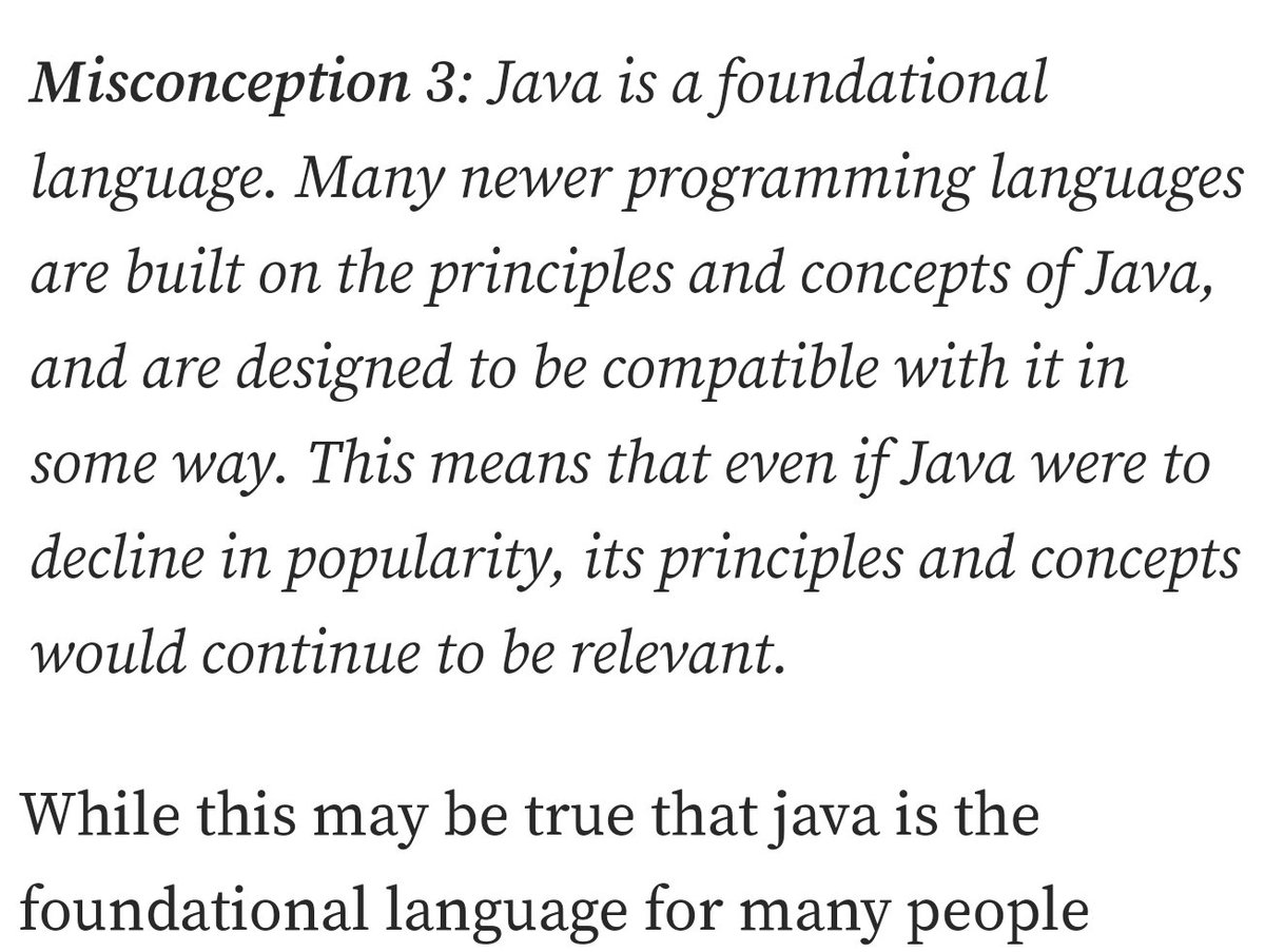 mariofusco's tweet image. If in your post titled "5 Misconceptions of developers that still think Java is relevant today" (not posting the link to avoid the clickbait) each and every "misconception" starts with "While this continues to be true..." you should wonder if your own article is full of bullshits