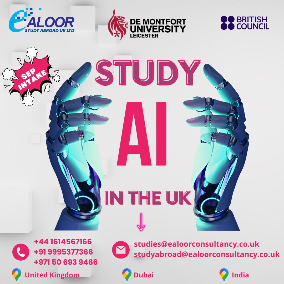 👨‍🎓 Study Artificial Intelligence in the UK.

𝑪𝒍𝒊𝒄𝒌 𝒕𝒉𝒆 𝒃𝒆𝒍𝒐𝒘 𝒍𝒊𝒏𝒌 𝒇𝒐𝒓 𝒎𝒐𝒓𝒆 𝒊𝒏𝒇𝒐𝒓𝒎𝒂𝒕𝒊𝒐𝒏👇
zfrmz.com/wLlwFuTFxZuoTw…
Open for September intake
📞 +44 1614567166, +91 9995399366
#overseaseducation #ukstudies #overseas #overseaseducationconsultant