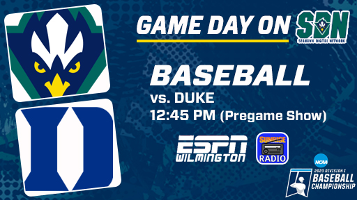Mike Vaccaro (@radiomikev) on Twitter photo GAME DAY ON <a href="/SDN_UNCW/">UNCW SDN</a>
<a href="/UNCWBaseball/">UNCW Baseball</a> plays Duke in the <a href="/NCAABaseball/">NCAA Baseball</a> Conway, SC Regional. Airtime is at 12:45PM on <a href="/espnilm/">ESPN Wilmington</a> (espnwilmington.com) and the Sunrise Radio app. Hear from <a href="/CoachHood17/">Randy Hood</a> during pregame. #HawkYeah GAME DAY ON <a href="/SDN_UNCW/">UNCW SDN</a>
<a href="/UNCWBaseball/">UNCW Baseball</a> plays Duke in the <a href="/NCAABaseball/">NCAA Baseball</a> Conway, SC Regional. Airtime is at 12:45PM on <a href="/espnilm/">ESPN Wilmington</a> (espnwilmington.com) and the Sunrise Radio app. Hear from <a href="/CoachHood17/">Randy Hood</a> during pregame. #HawkYeah