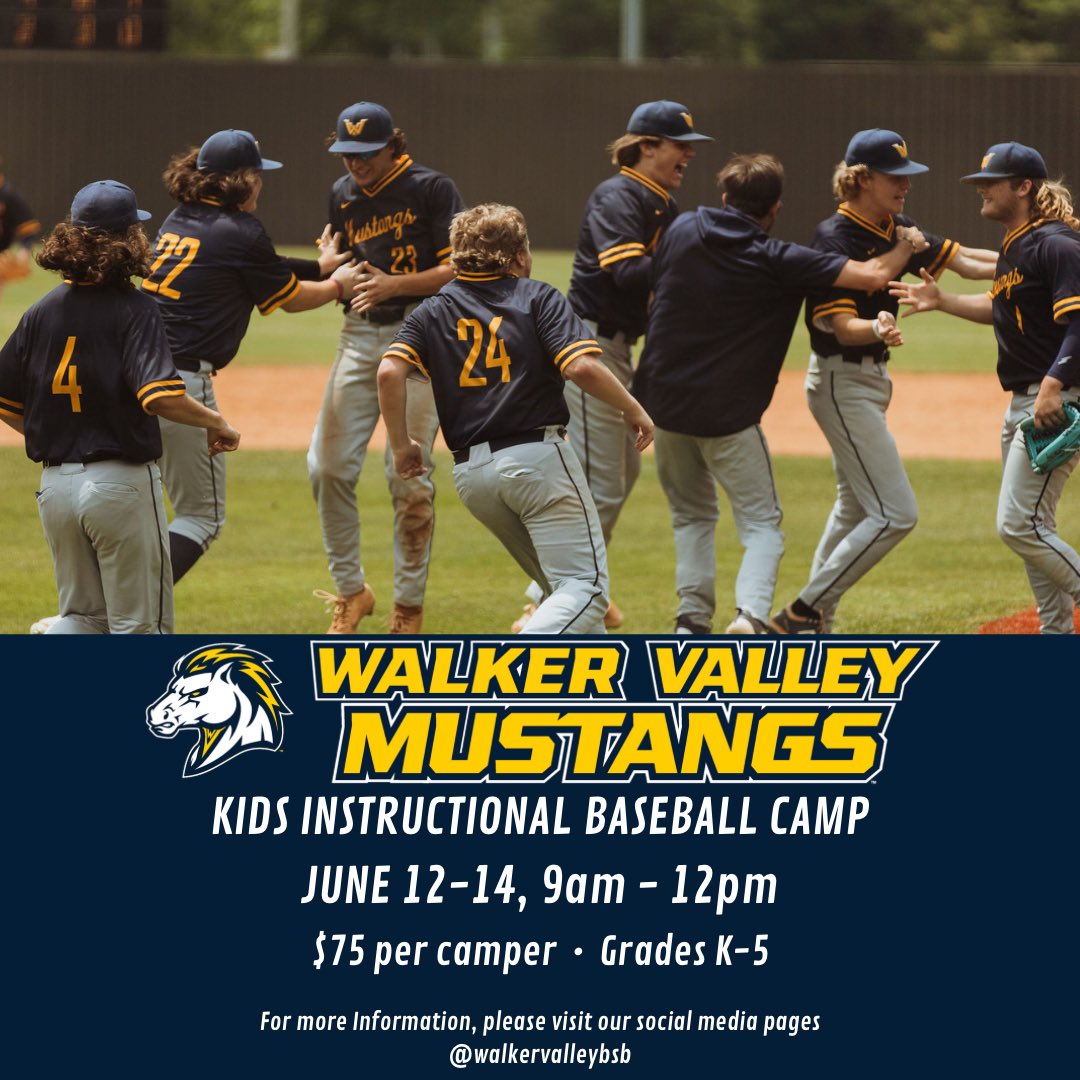 Still spots for our young baseball players!  The Walker Valley Baseball camp is June 12-14! docs.google.com/forms/d/e/1FAI…
