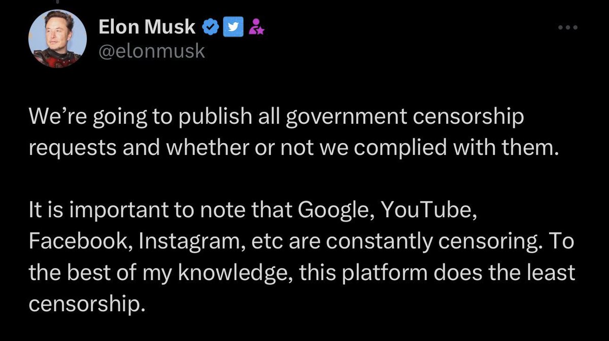 Excellent ! Elon #Musk annonce que Twitter va publier en temps réel toutes les demandes de censure de la part des gouvernements !

Macron et l’UE seront démasqués en temps réel !
Vive la liberté !