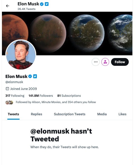 .@elonmusk This is what I'm seeing for several feeds this morning, including, as you can see, yours. Refreshing a couple of times fixes it, but do you know what's going on?