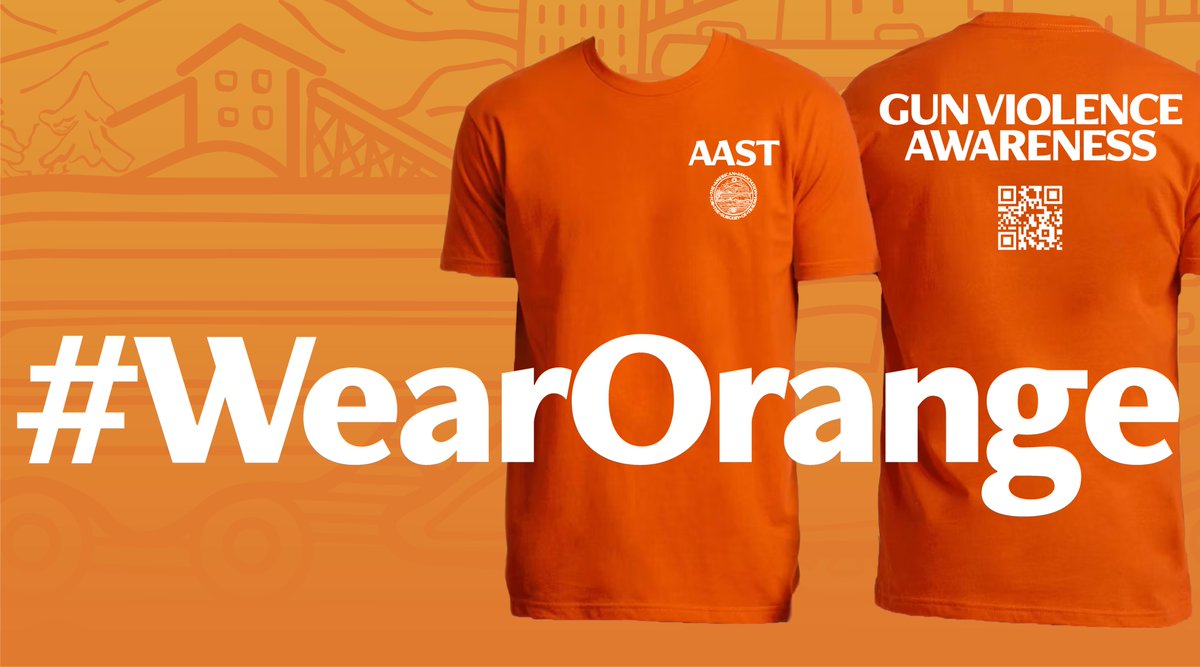 Today, we proudly #WearOrange for gun violence awareness!🧡

Let's raise awareness, support survivors, and work towards safer futures for all. Together, we can make a  change!

#AASTOPGunViolence 
#AASTurningAwarenessIntoAction
#AASTurnsOrange

aast.org/about/statemen…