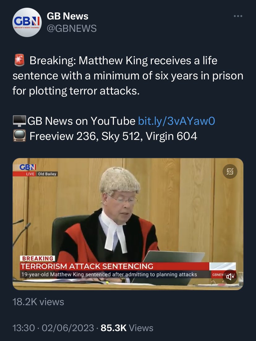 ArchRose90's tweet photo. So for illegally streaming Premier League games, you get 11 years in jail.

However, for plotting a terrorist attack it’s 6 years minimum in jail.

British justice. 🥴 https://t.co/6jHh8MTLdj
