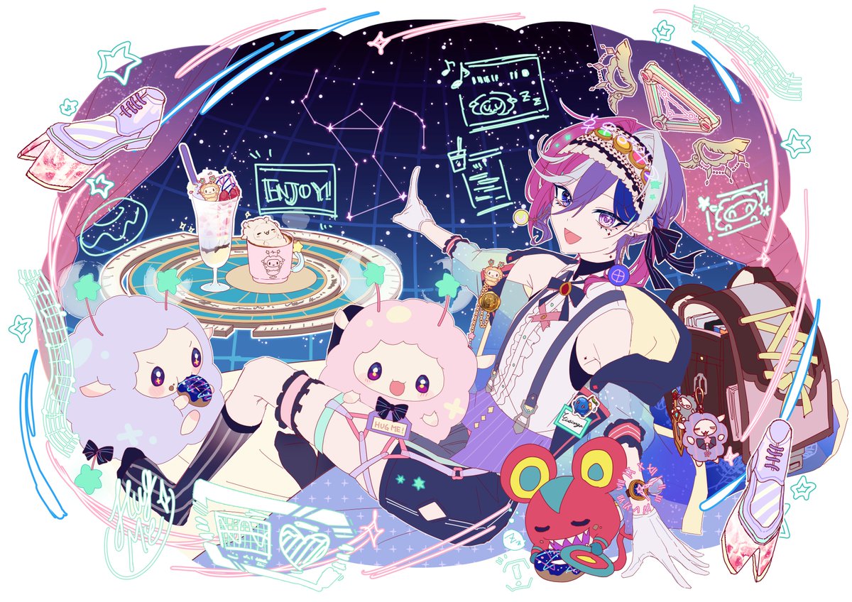 Ra_Red_0's tweet photo. 『独学で自分の部屋を改装してプラネタリウム施設作っちゃった系🌌キラ🌟ふわ🐏シュガリィ🍩☕️🍪な癒やしを届けるジャージ執事風な小学生！男子！一般ユーザー！』

エイシンガをよろしくお願いします！

 #クラコン男性ユニットデザイン2023 https://t.co/9OhjZ3yZlU