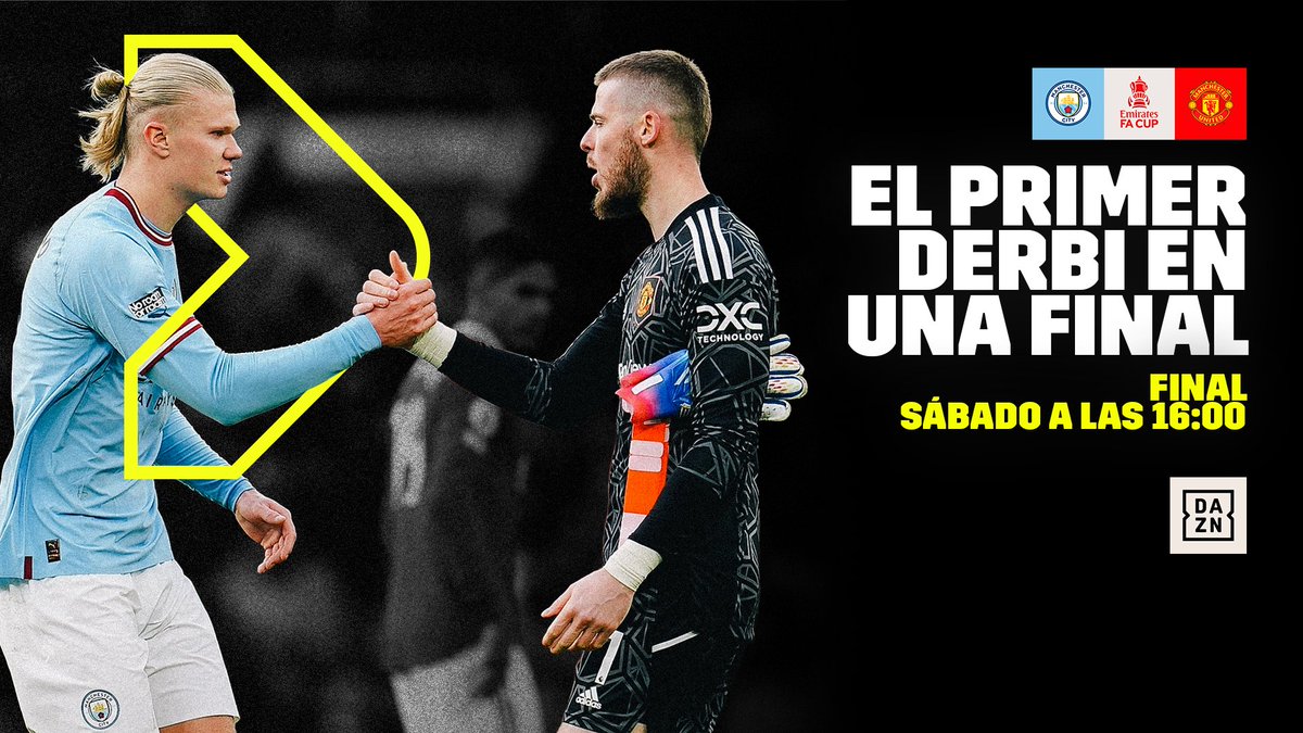 BOF. Un derbi. El segundo título del ManCity o la segunda copa del ManUtd. ¿Triplete o doblete? Vete tú a saber, pero esto es una PEDAZO DE FINAL 🔥 Manchester City 🆚 Manchester United ⏰ 16h 🎙️ @guillenfran, @PabloPintoDAZN y @gabyruizT 🖥️ bit.ly/verDAZNahora #FACup 🏆