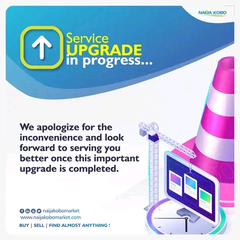 NaijaKoboMarket's tweet photo. Due to an upgrade our services are currently down . We apologize for any inconvenience. We look forward to serving you better.
#naijakobomarket #marketing #business #easysell #easybuy #easytrade #easymarket https://t.co/8PR22t4Npo