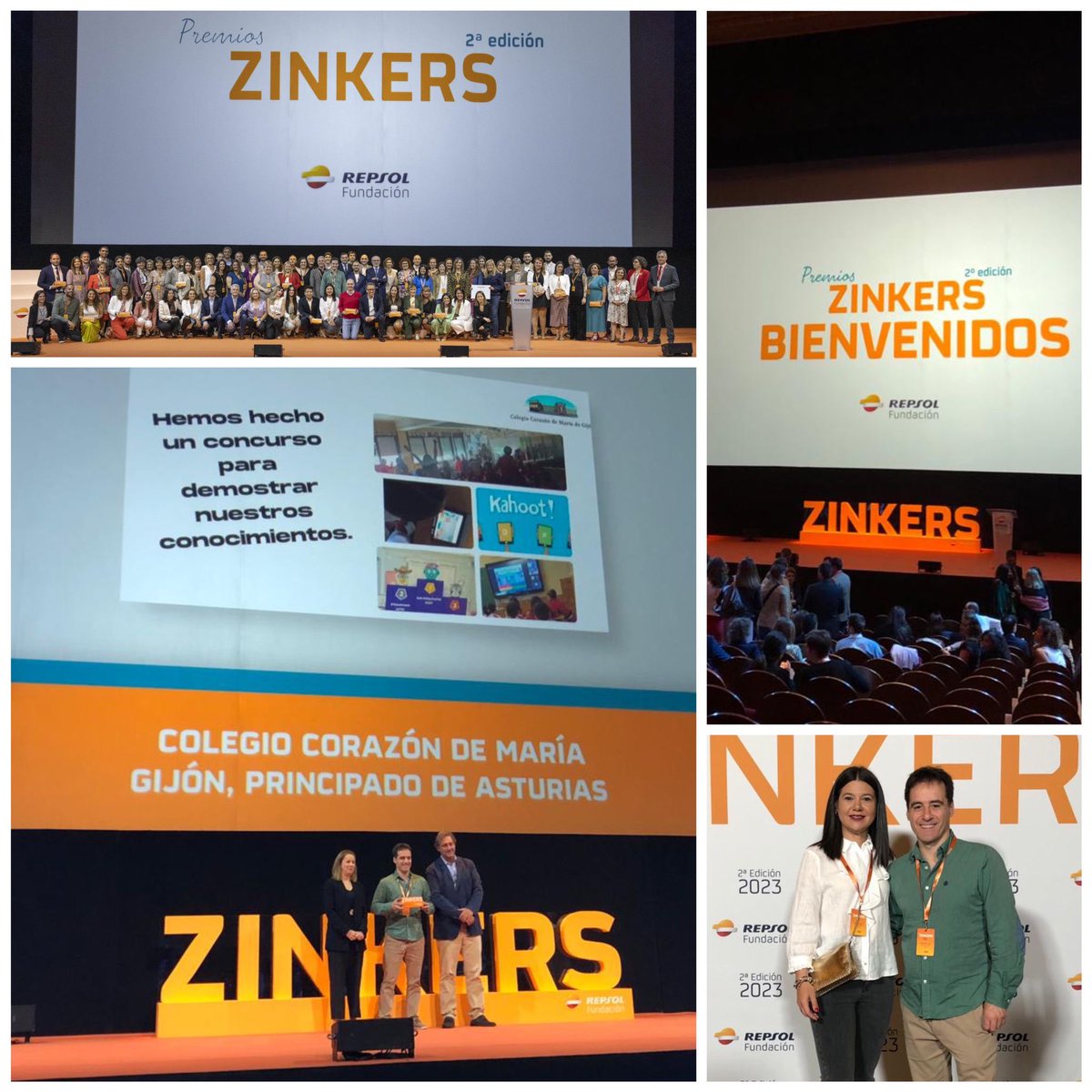 @loretollera y @ordifilosofo reciben en @Teatro_Real de Madrid el #premioszinkers de la @FundacionRepsol por la experiencia a nivel autonómico en 5º y 6º Primaria buscando la sostenibilidad del planeta y el uso responsable de la energía @FundacionRepsol @PedagogicosS @cmfsantiago