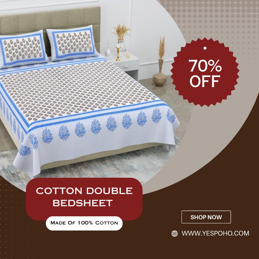 Yespoho's tweet image. Checkout our new collection of Hand Block Printed Cotton Double Bedsheet With Stitched Pillow Cover, hurry up and grab the deal now
#bedsheet #handblockprinted #doublebedsheet #bedhseetwithpillow #traditionalwear #gown #saree #suit #dupatta #yespoho #india