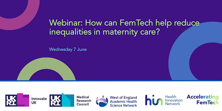 We're hosting the next webinar in the #AcceleratingFemTech series on Wednesday 7 June, exploring how #FemTech can help reduce inequalities in #maternity care. Featuring panellists @AnnRemmers Chen Mao Davies @AnyaLatchAid and Sonah Paton @blackmothersuk 

eventbrite.co.uk/e/webinar-how-…