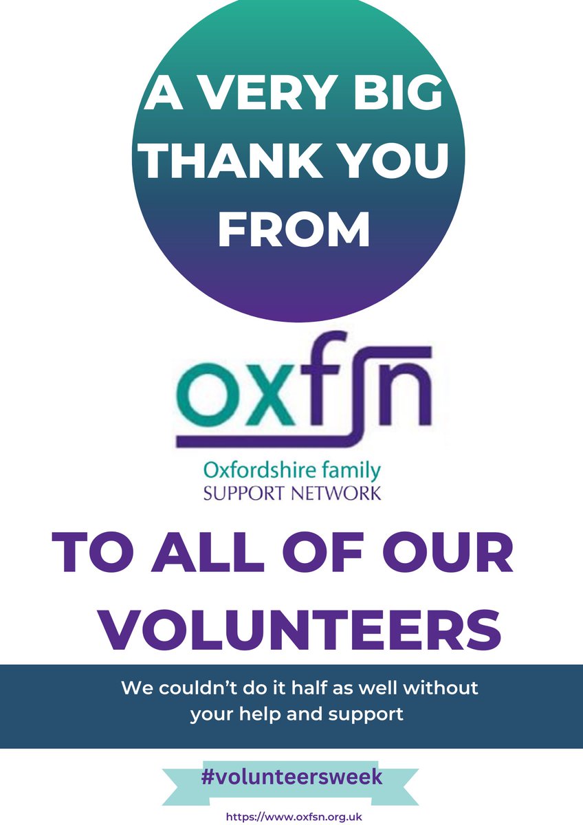 💙 A huge thank you from OxFSN to all of you that spare your own time to help out at OxFSN - we really appreciate you. 🙏 #VolunteersWeek #VolunteersWeek2023 #thankyou #oxfordshire #charity #carers #familycarers @GailHanrahan