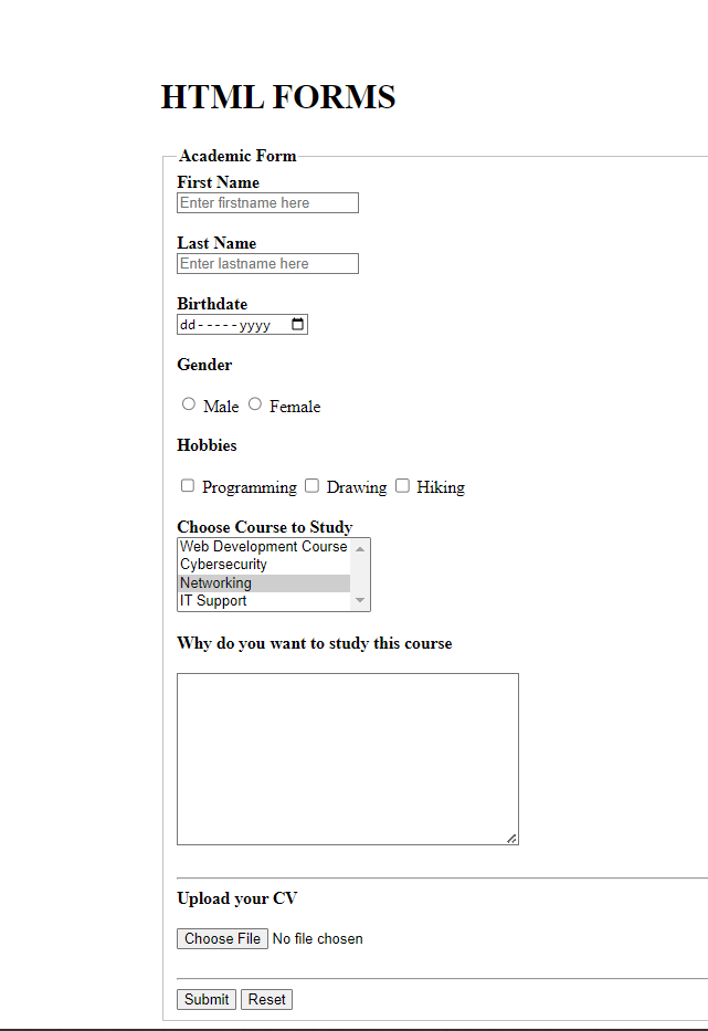 sanjayguwaju's tweet image. Today&apos;s Learning 😊

Day 2: HTML Forms
- Creating form elements (e.g., input fields, checkboxes, radio buttons)
- Handling form submission and validation
- Styling forms with CSS

#60DaysOfLearning2023 
#LearningWithLeapfrog 
#LSPPD2