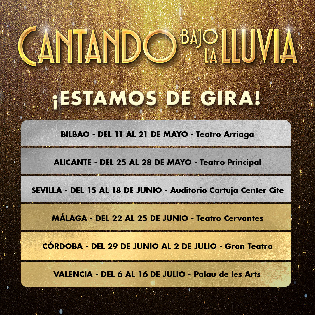 MÁLAGA, ¡la espera ha terminado! 

Este jueves estrenamos en el <a href="/TeatroCervantes/">Teatro Cervantes</a> ✨

¿Tenéis ya vuestros paraguas preparados? 🌟☔️

#CantandoBajoLaLluvia #CantandoElMusical