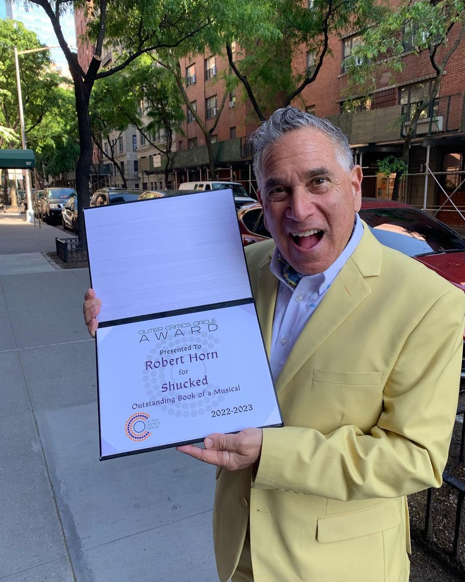 Outer Critics Circle Award winner for Outstanding Book of a Musical: <a href="/rhorn1/">Robert Horn</a>!!! 🌽