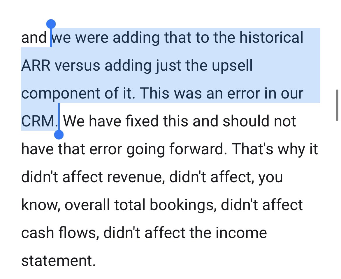 SentinelOne made a $27M adjustment related to an error and change in methodology.

Classic trick….bury the embarrassment of an error with a change in methodology

They were including renewal ARR as new ARR when the contract also included an upsell….