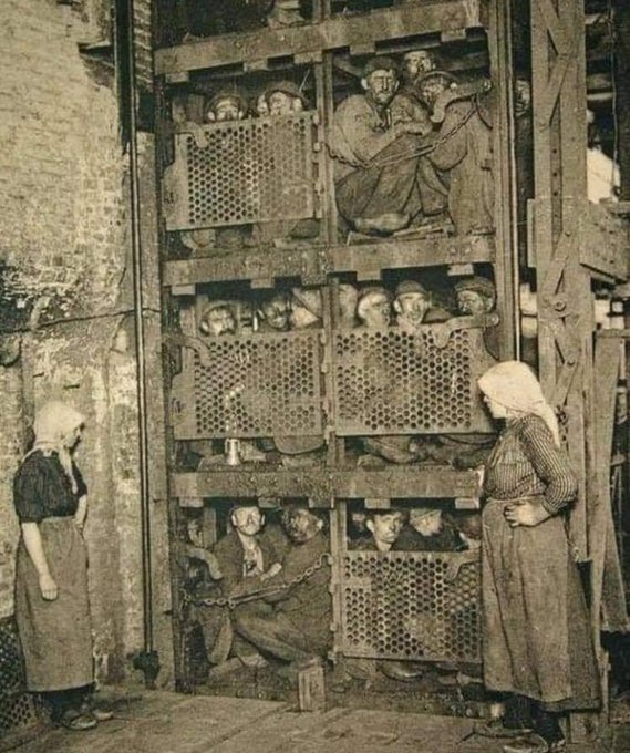 Coal miners back in the early 1900s heading underground for a shift. Whenever they say unions do nothing for the worker, remember this photo. #Union  #WORKERS  #UnionStrong