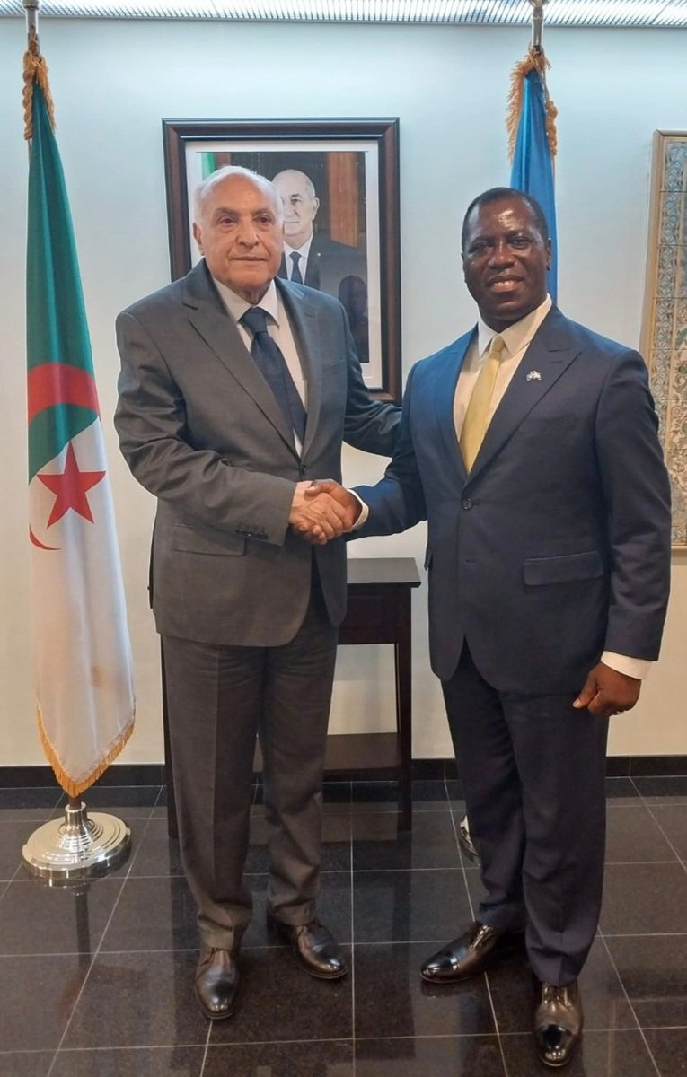 Today in New York, I had positive meeting with the Foreign Minister of Algeria, H.E. Ahmed Attaf to strengthen our bilateral relations as well as our mutual support for 🇩🇿&amp; 🇸🇱 bid for seat in UNSC in Non-Permanent category for 2024/25, with elections on 6th June 2023.