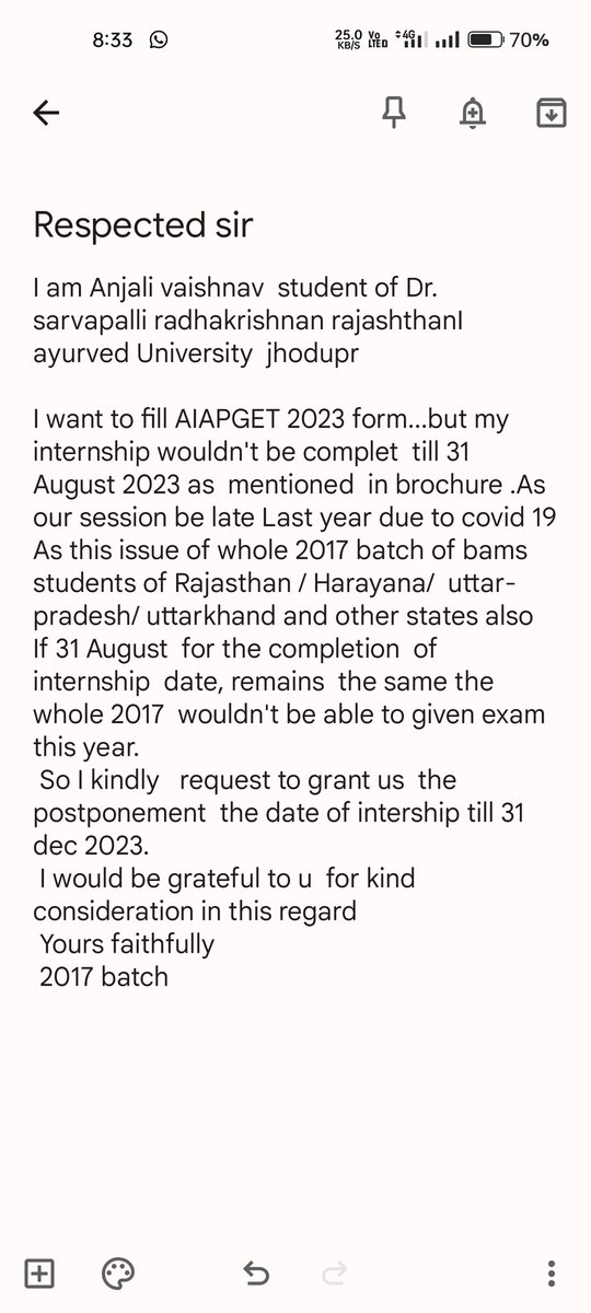 Subject:- For Postponement of Date of completion of Internship till 31 December 2023