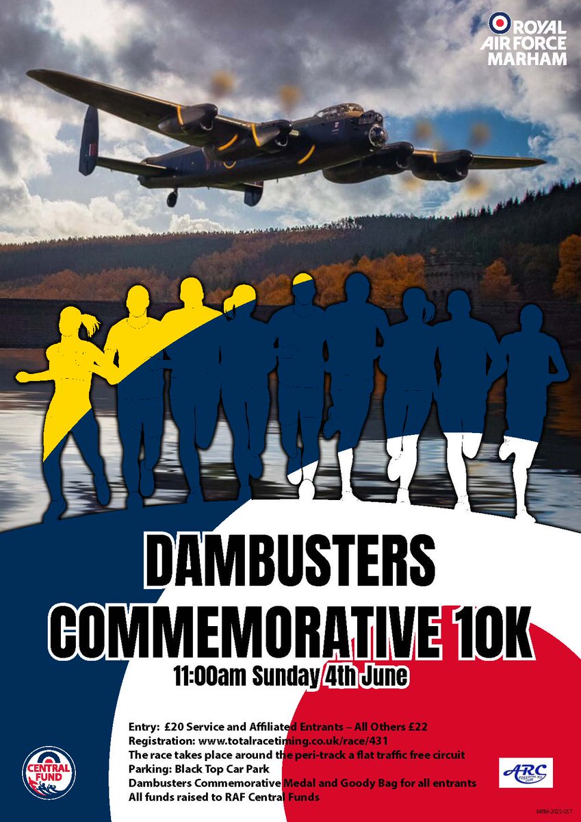 Best of luck to our fundraisers this weekend! In the second of two challenges set by Marham Flyers, participants will race 10K around <a href="/RAF_Marham/">RAF Marham</a>'s airfield on Sunday. It’s not too late to enter their other challenge: Dambusters Commemoration Virtual 80K. totalracetiming.co.uk/race/433