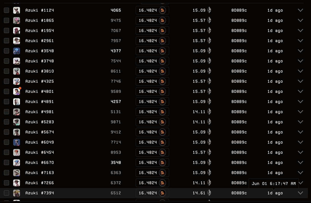 Big list wall ahead with 25 listings at 16.4824e, if it falls im optimistic we see 18e floor soon 🚀