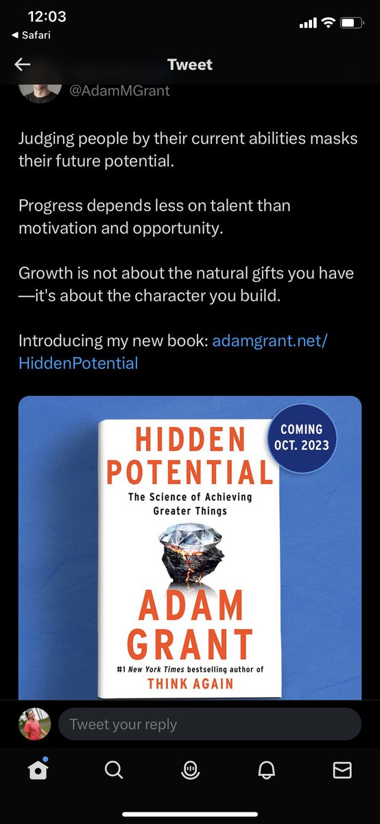 superstarcurric's tweet image. Hey @AdamMGrant @mcuban @PenguinBooks 

I’d love to connect. I’m a teacher/author. 

My anecdotal research from observing teens for over a 15 yrs strongly (and almost strangely) supports the foundation of your upcoming release Hidden Potential. 

I’m a big fan of you both!