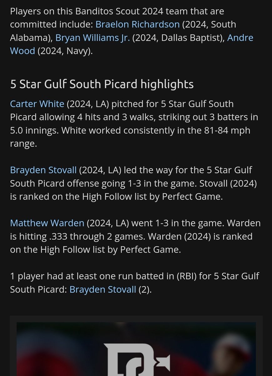 17u Picard loses a tough one 3-2 vs Banditos Scout. Great job on the mound by 2024 <a href="/carterrwhite19/">Carter White</a> of Airline and <a href="/cole_simoneaux/">cole simoneaux</a> of Assumption. Guys look to bounce back tomorrow. LHP out of Haughton <a href="/Gary_Rondeau21/">Gary rondeau</a> will get the ball.