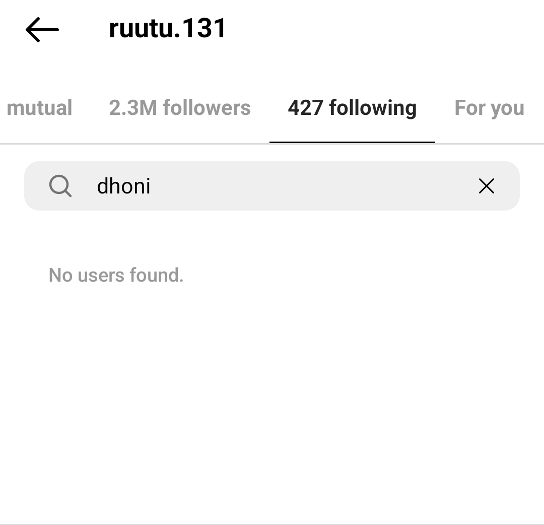 Ruturaj follows                 Ruturaj doesn't 
Kohli 👑                              follow Dhobi 😂