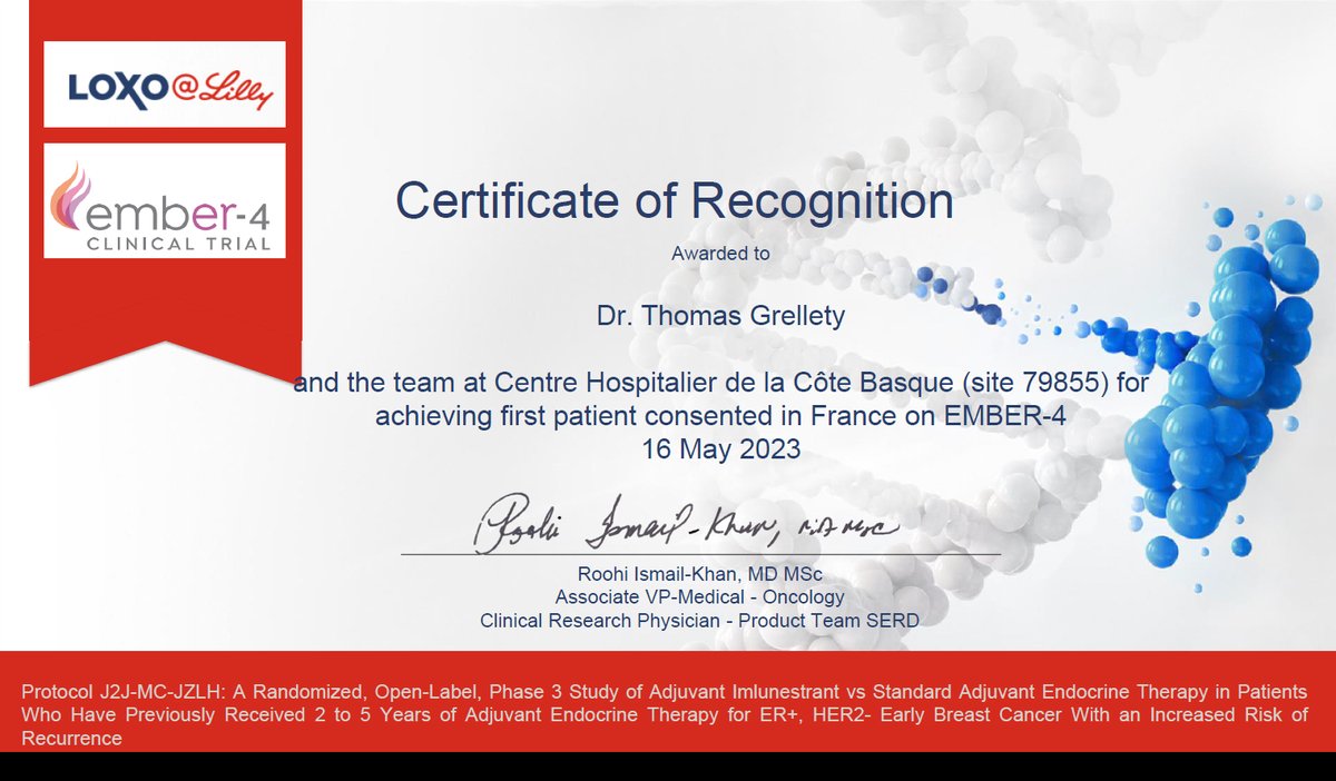 CH Côte Basque (@chcotebasque) on Twitter photo Pays Basque #hôpital #recherche #cancer du #sein
Le <a href="/CHCoteBasque/">CH Côte Basque</a> 1er établissement Français à inclure une patiente dans l’essai clinique Ember-4 laboratoire Loxo@Lilly
pour personnes avec cancer du sein précoce
+ d’info sur sa recherche clinique swll.to/eifqTR Pays Basque #hôpital #recherche #cancer du #sein
Le <a href="/CHCoteBasque/">CH Côte Basque</a> 1er établissement Français à inclure une patiente dans l’essai clinique Ember-4 laboratoire Loxo@Lilly
pour personnes avec cancer du sein précoce
+ d’info sur sa recherche clinique swll.to/eifqTR