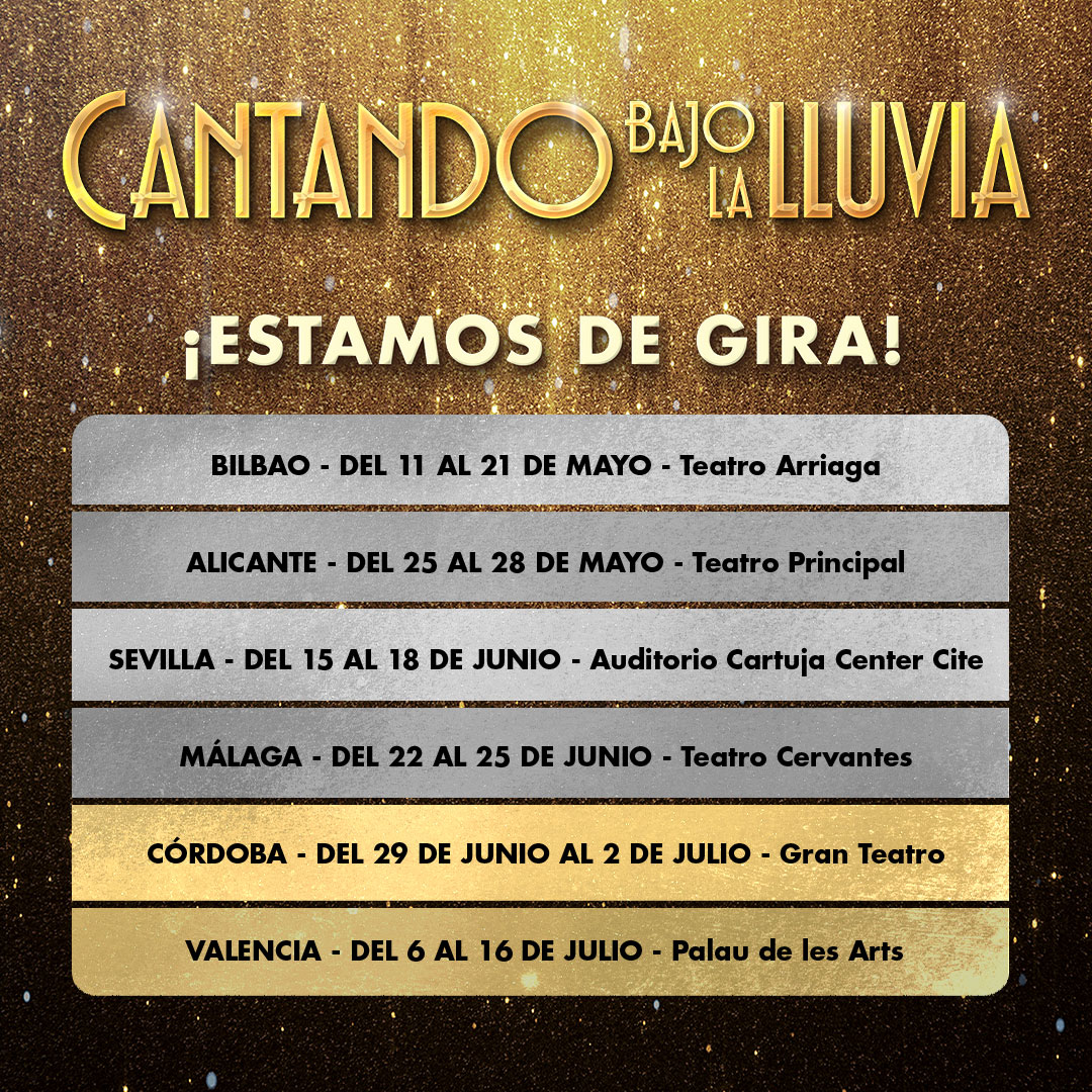 ¡CÓRDOBA!

Sabemos que hace calor pero este jueves va a llover mucho en el Gran Teatro de <a href="/IMAECordoba/">IMAEcordoba</a>. ¡Contamos con todxs vosotrxs en esta gira de despedida! 🌟

¡ÚLTIMA OPORTUNIDAD de disfrutar de <a href="/CantandoMusical/">Cantado bajo la lluvia - El Musical</a>!

#CantandoBajoLaLluvia #CantandoElMusical