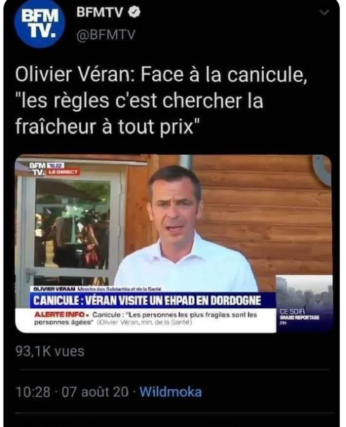 Le saviez-vous? 
En 2020, Olivier Véran, alors ministre de la Santé, a sauvé la vie de ma grand-mère, pensionnaire à l'EHPAD Crèvicy. Grâce à ce héros d'une rare érudition, mémé et tous les pensionnaires ont appris qu'en période de canicule, la fraîcheur, c'est bien.
#Veran2027