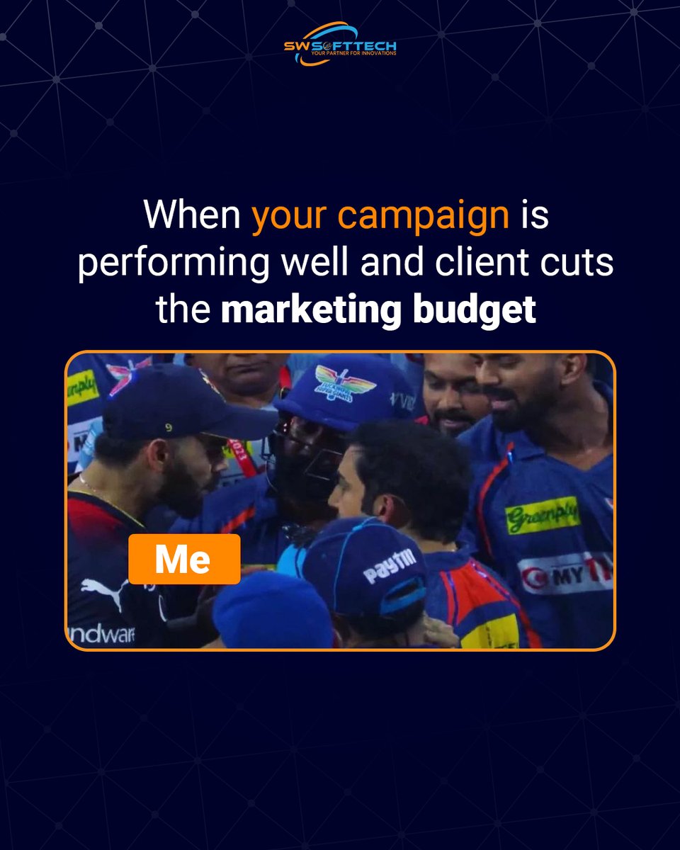 Howdy guys! Of course, you cannot tag your client here. 
Tag your PPC specialist teammate. 
.
.
.
#ipl #ipl2023 #viratkohli #client #memes #marketingmemes #marketingmemes #digitalmarketingmemes #socialmediamemes #ppcmemes #socialmediamarketingmemes #advertismentmemes