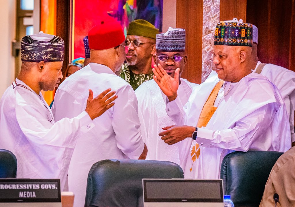 officialSKSM's tweet photo. PHOTOS: Meeting with the Progressives Governors Forum (PGF) earlier at the Council Chambers, State House, Abuja. https://t.co/awD32oH74f