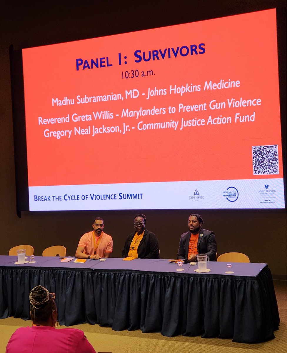 Starting off #WearOrange weekend with the @JHU_GVP  Break the Cycle of Violence Summit in Baltimore Maryland survivor panel with @madwho12 @gregoryjackson and @KevinLCooperFo2 
Thank you for sharing your experiences with activists, researchers and city officials.
@MomsDemand
